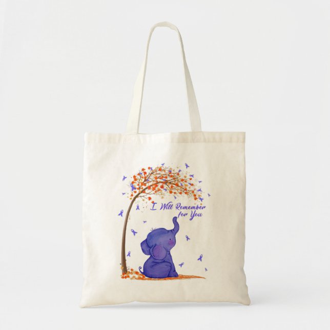 I Will Remember For You Alzheimers Awareness Elepl Tote Bag (Front)