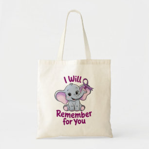 I Will Remember For You Cute Elephant Alzheimer's Tote Bag
