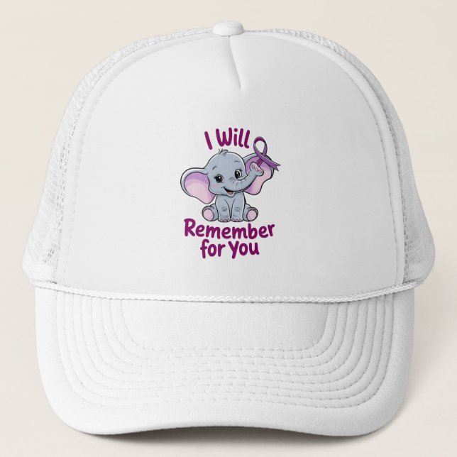 I Will Remember For You Cute Elephant Alzheimer's Trucker Hat (Front)