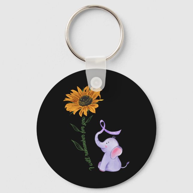 I Will Remember For You Elephant Sunflower Heimerh Key Ring (Front)