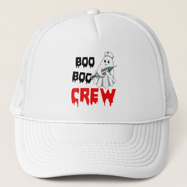 I Will Stab You Funny Ghost Nurse Halloween Nursin Trucker Hat (Front)
