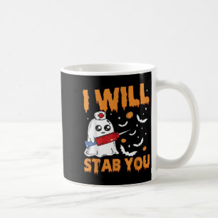 I Will Stab You Ghost Nurse Retro Funny Halloween  Coffee Mug