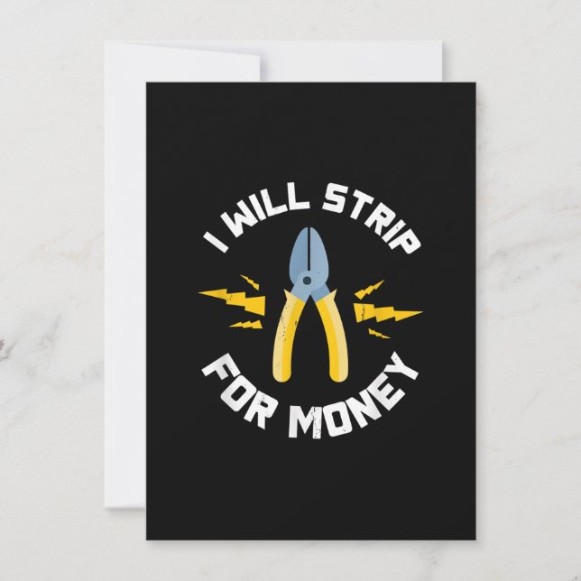 I Will Strip Money Electrician Electrical Union Card (Front)