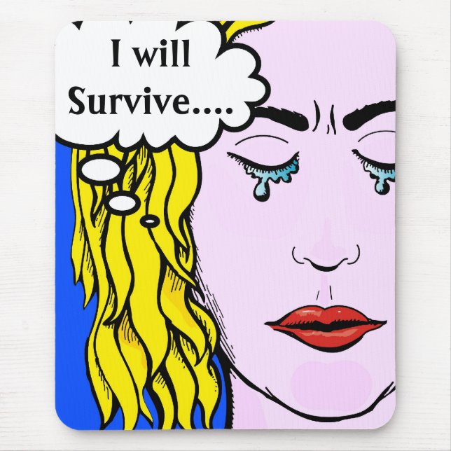 I will survive Lichtenstein style comic art Mouse Mat (Front)