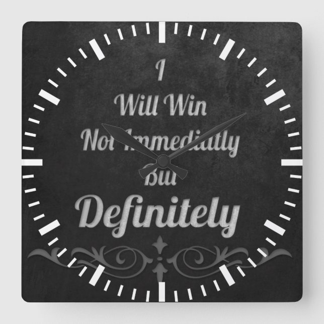 I Will Win - Motivational Square Wall Clock (Front)