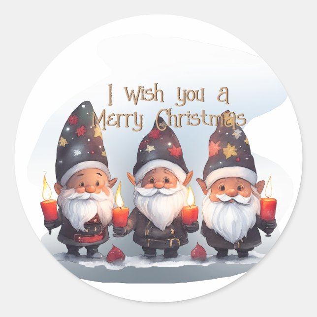 I wish you a Merry Christmas Classic Round Sticker (Front)