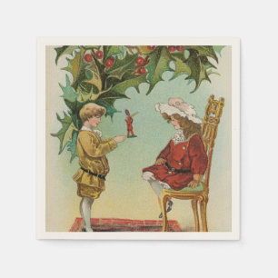 I WIsh You a Merry Christmas - vintage postcard Napkin