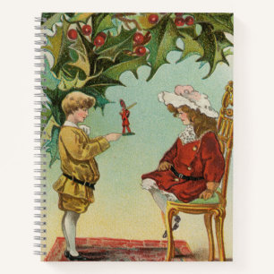 I WIsh You a Merry Christmas - vintage postcard Notebook