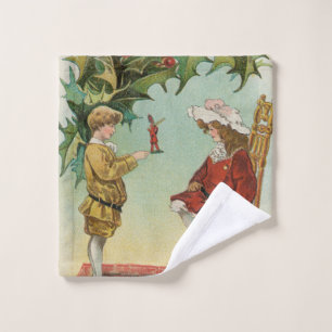 I WIsh You a Merry Christmas - vintage postcard Wash Cloth