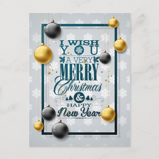 I Wish You Merry Christmas New Year Modern Photo Holiday Postcard (Front)