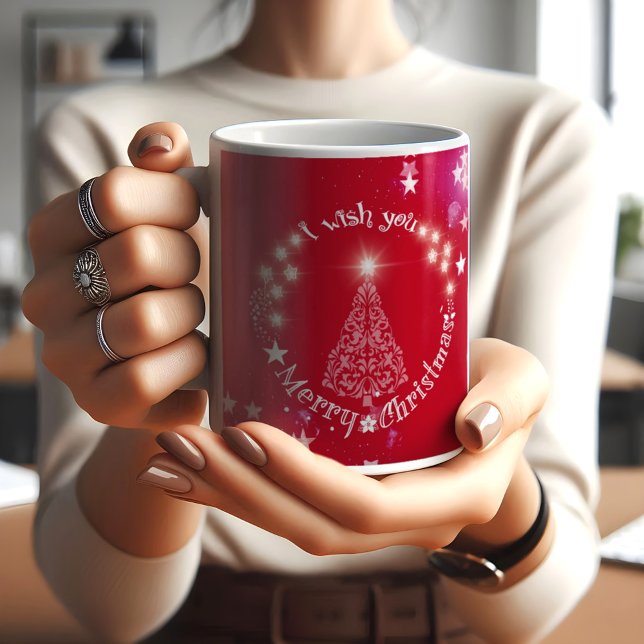I Wish you Merry Cristmas Red Coffee Mug (Creator Uploaded)