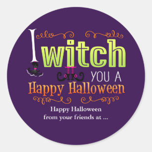 I WITCH YOU A HAPPY HALLOWEEN Favour Sticker