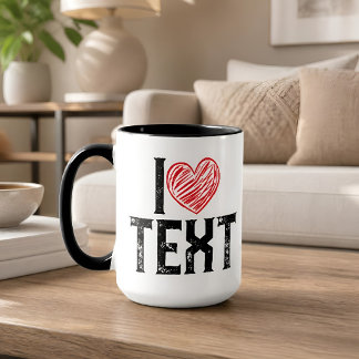 I WITH RED HEART DESIGN MUG