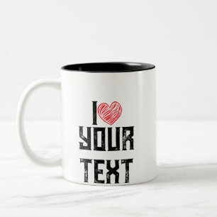 I WITH RED HEART DESIGN Two-Tone COFFEE MUG