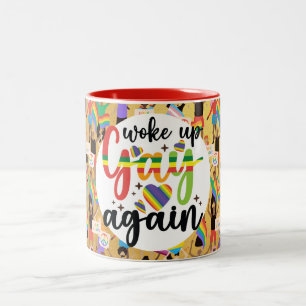 I woke up gay again GOLD EDITION Pride Two-Tone Coffee Mug