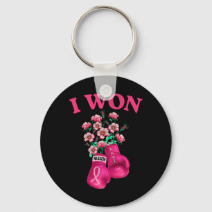 I Won Boxing Gloves Survivor Pink Ribbon Breast Ca Key Ring