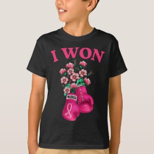 I Won Boxing Gloves Survivor Pink Ribbon Breast Ca T-Shirt