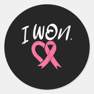 I Won Breast Cancer Awareness Support Pink Ribbon Classic Round Sticker