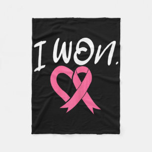 I Won Breast Cancer Awareness Support Pink Ribbon Fleece Blanket