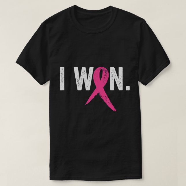 I Won Breast Cancer Awareness Support Pink Ribbon  T-Shirt (Design Front)