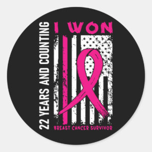 I Won Breast Cancer Survivor 22 Year Anniversary C Classic Round Sticker