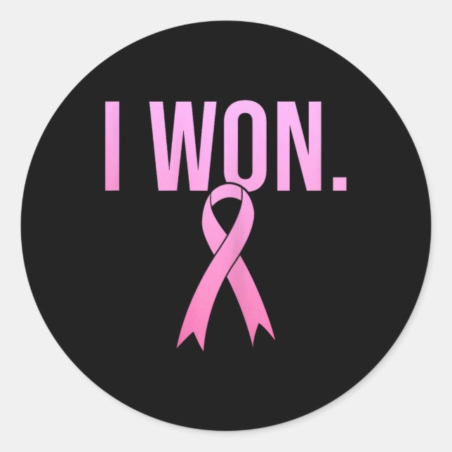 I Won Breast Cancer Survivor Awareness Month Pink  Classic Round Sticker (Front)
