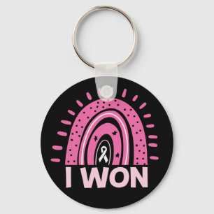 I Won Breast Cancer Survivor Pink Rainbow Key Ring