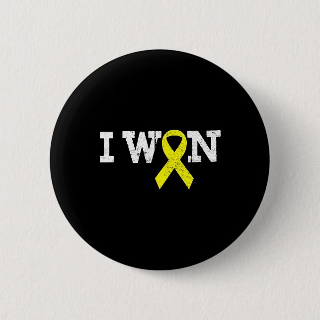 I WON Gold Ribbon Kid Support Childhood cancer awa 6 Cm Round Badge (Front)