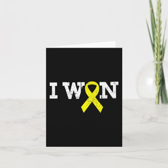 I WON Gold Ribbon Kid Support Childhood cancer awa Card (Front)