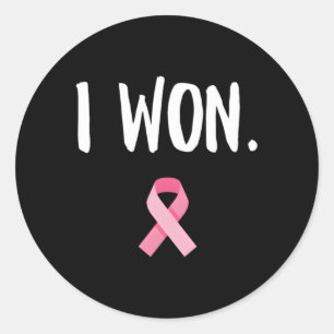 I Won K Ribbon Survivor Breast Cancer Awareness Classic Round Sticker