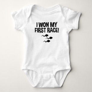 I Won My First Race Funny Sperm Baby Bodysuit