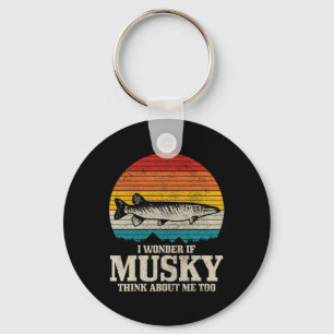 I Wonder If Musky Think About Me Vintage Funny Mus Key Ring