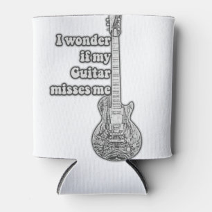 I wonder if my guitar misses me. Black and white Can Cooler