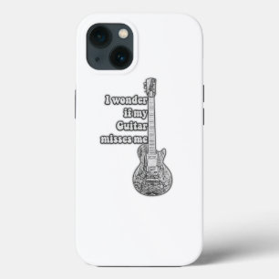 I wonder if my guitar misses me. Black and white iPhone 13 Case