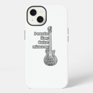 I wonder if my guitar misses me. Black and white iPhone 13 Case