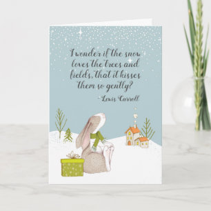 I Wonder if the Snow Quote Cute Bunny Christmas Card