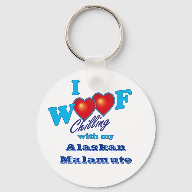 I Woof Alaskan Malamute Key Ring (Front)