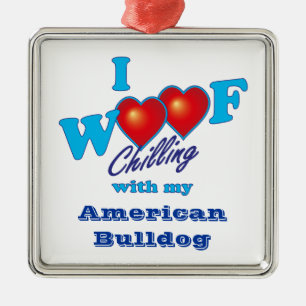 I Woof American Bulldog Metal Tree Decoration