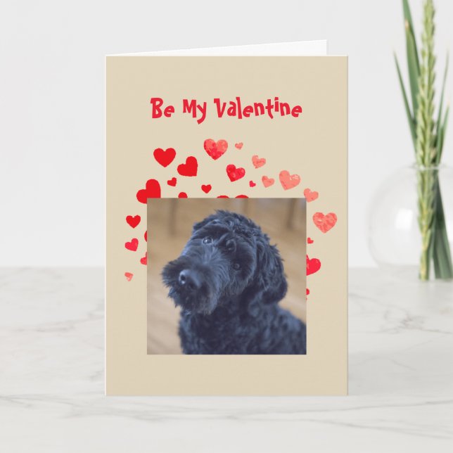 I Woof Love You Cute Black Dog Valentine Holiday Card (Front)