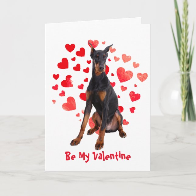 I Woof Love You Doberman Pinscher Dog Valentine Holiday Card (Front)