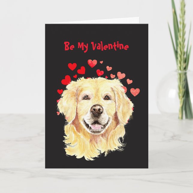 I Woof Love You Golden Retriever Dog Valentine Holiday Card (Front)