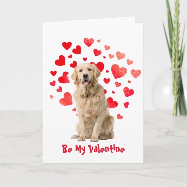 I Woof Love You Golden Retriever Dog Valentine Holiday Card (Front)