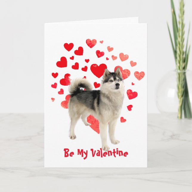 I Woof Love You Husky Dog Valentine Holiday Card (Front)