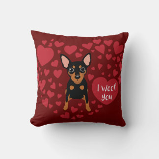 I woof / love you Min Pin Owner Throw Pillow