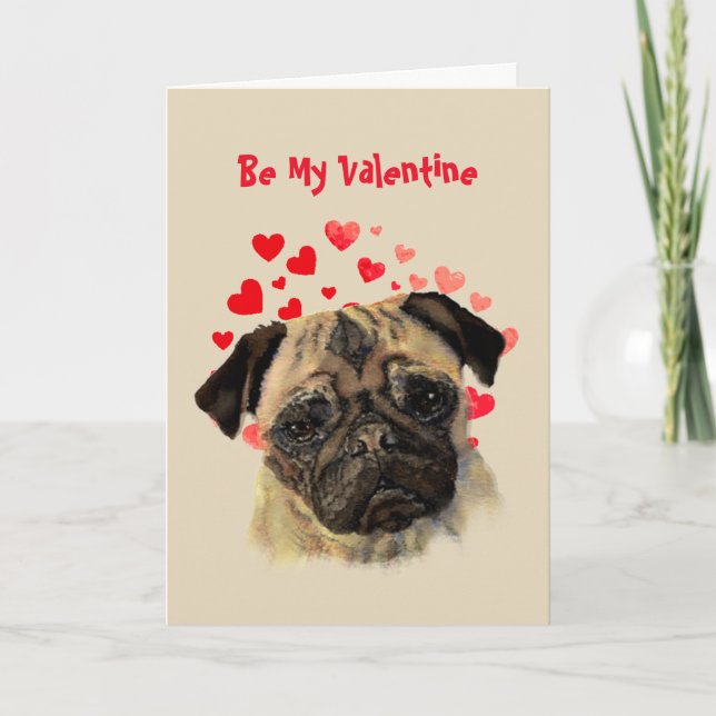 I Woof Love You Pug Dog Valentine Holiday Card (Front)