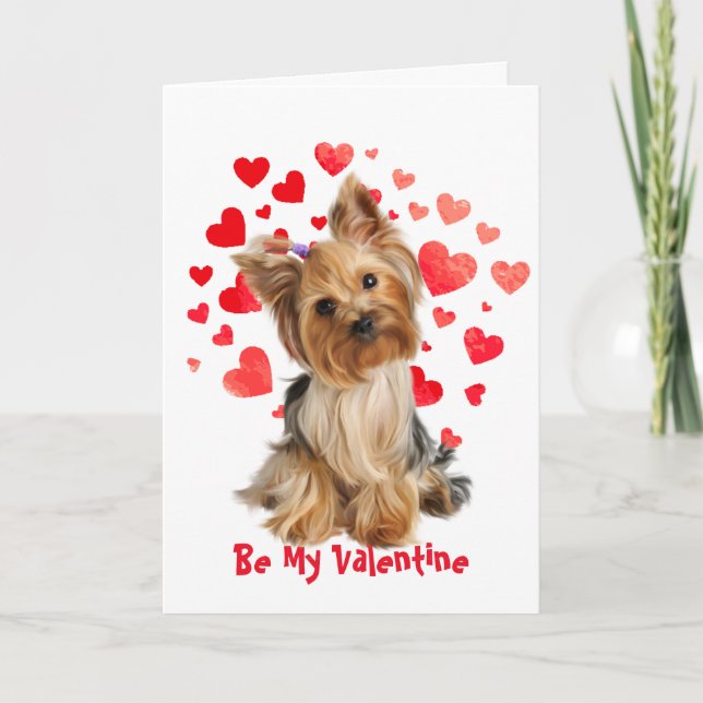 I Woof Love You Yorkie Dog Valentine Holiday Card (Front)