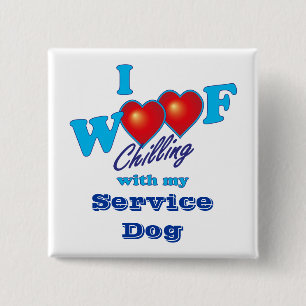 I Woof Service Dog 15 Cm Square Badge