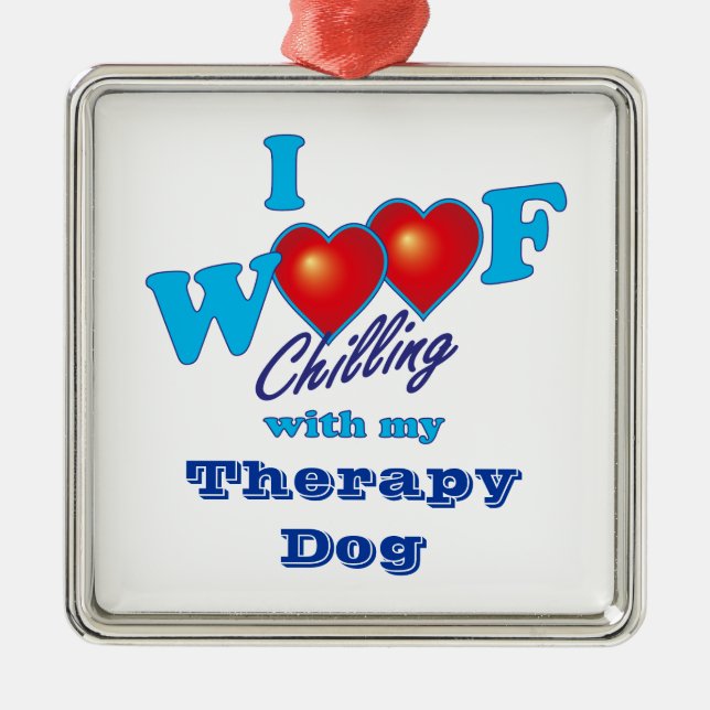 I Woof Therapy Dog Metal Tree Decoration (Front)