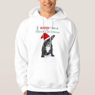 "I Woof You a Merry Christmas" Bulldog Puppy Hoodie