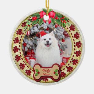 I Woof You A Merry Christmas Personalised Dog Gift Ceramic Tree Decoration
